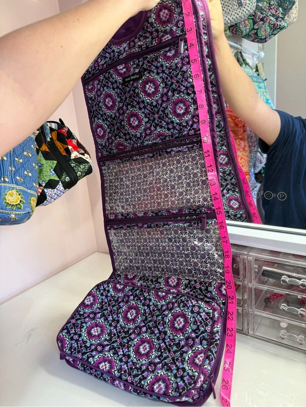 Vera Bradley Lilac Medallion Hanging Travel Organizer